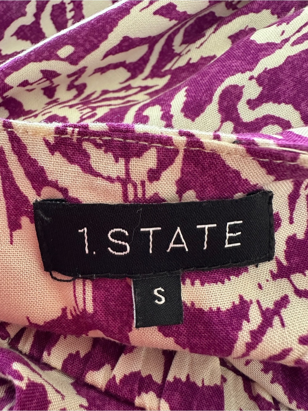 1.STATE Purple and Cream Printed Dress with Bold Abstract Print - Picture 4 of 5